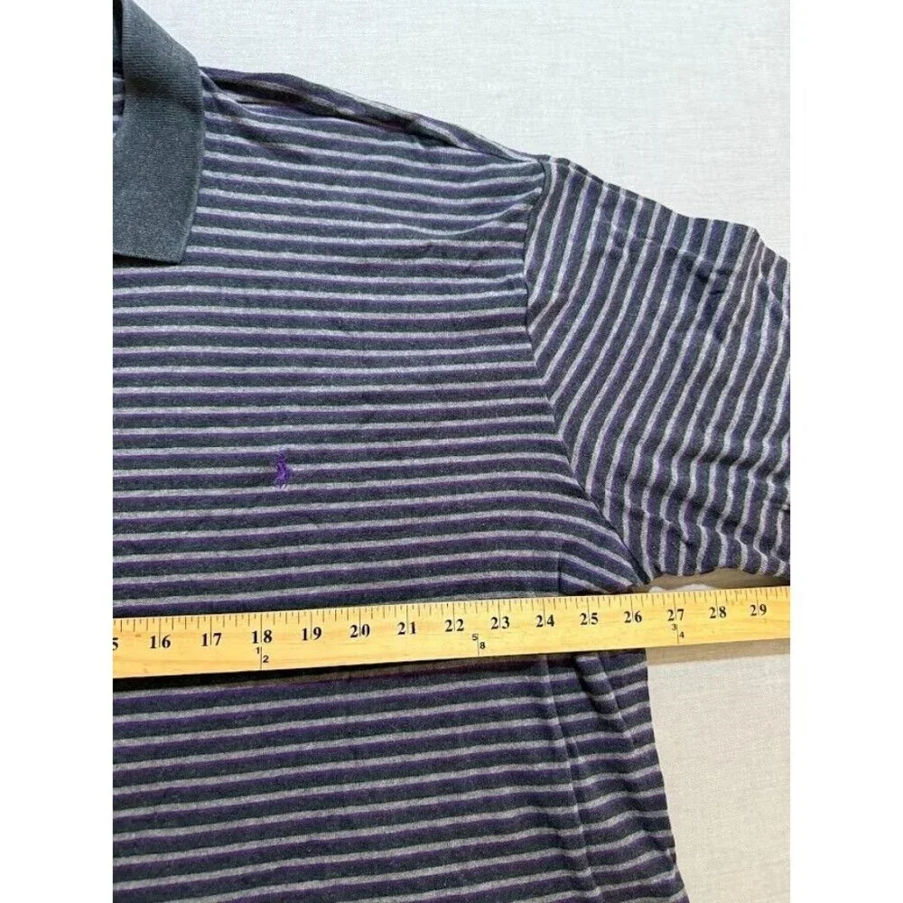 Vintage Ralph Lauren Polo Shirt Adult 2XL Purple Striped Long Sleeve Button Mens